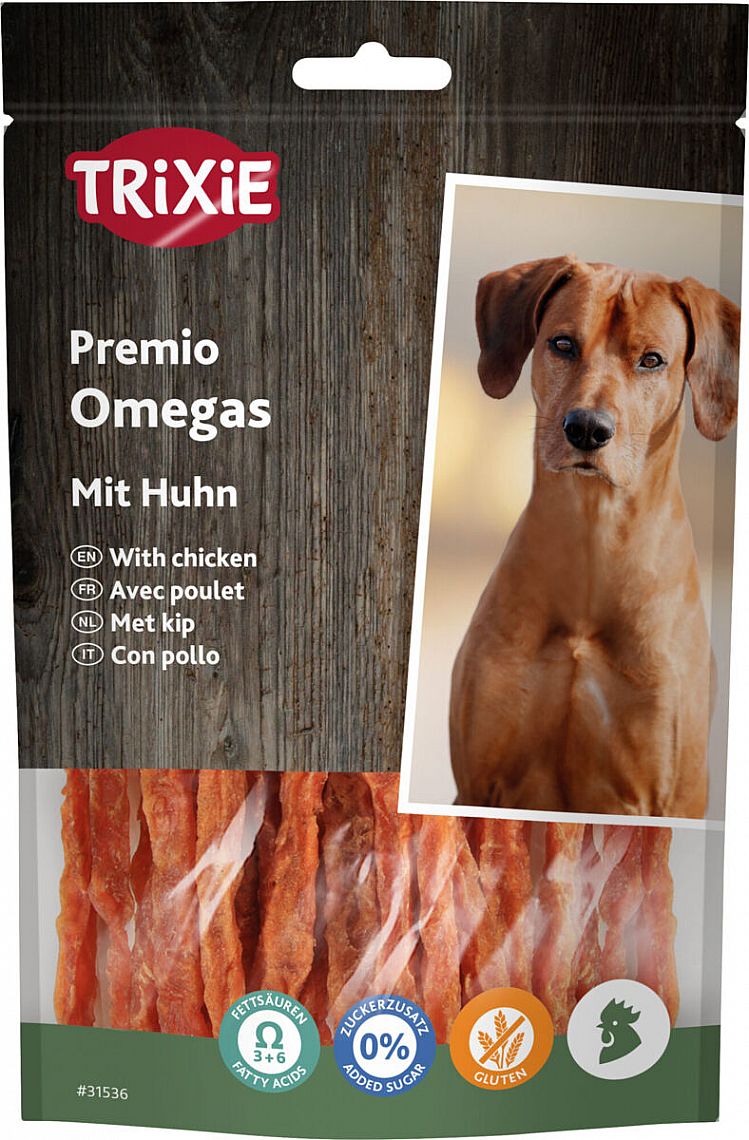 001dfa0439ff769f640cd8dd6e220d305e04d746 PREMIO Omega Stripes, chicken, 100 g – Obrázok 1