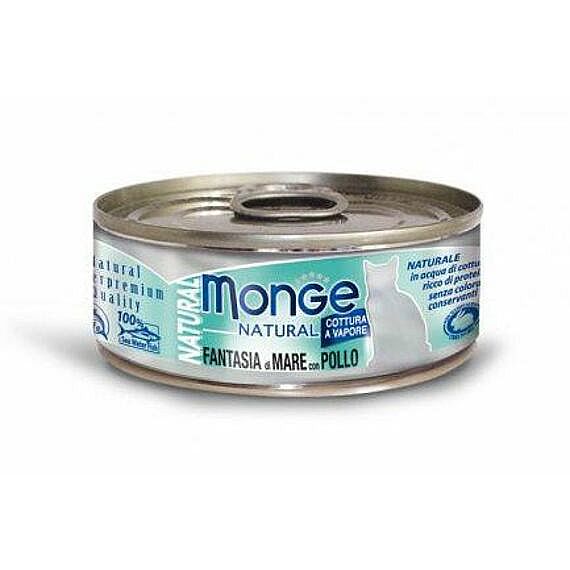 02a85071ed93e1cc7708e695a40de542104023cb MONGE NATURAL morské plody s kuracím mäsom 80g konzerva pre mačky – Obrázok 1