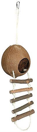 0c88b3616e76ebf3d8fd65b1af87a1bf1746c945 Coconut house with rope ladder, mice, ø 13 × 56 cm – Obrázok 1