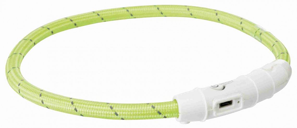 150cdfd9c29cb5e0c454691ff9524ff33927e59b Flash light band USB, TPU/nylon, M–L: 45 cm/ø 7 mm, green – Obrázok 1