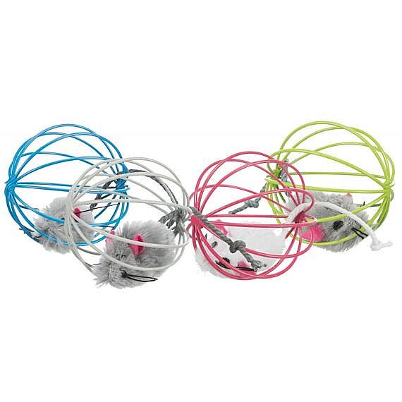 1fd2f5bdc59dac7949bf135a2e033a1d1619670d Plush mouse in a wire ball, plush, ø 6 cm – Obrázok 1