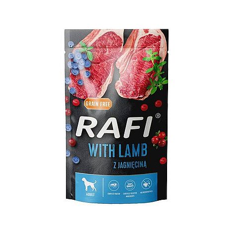 279674900641457640b8f68697bf7cf119f70aa0 RAFI Grain Free kapsička pre psy s jahňacím mäsom 300 g – Obrázok 1