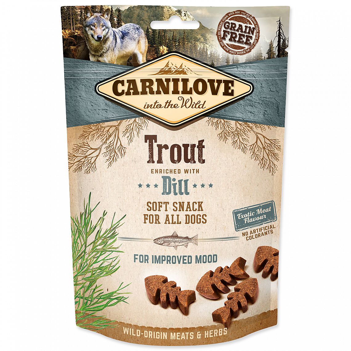 28154c2aa0a9bcc30c5c3000630b40116f038396 Carnilove Dog Semi Moist Snack Trout 200g – Obrázok 1