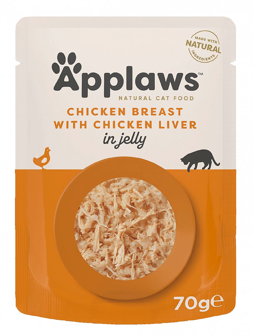 3361a9827597d3de95c0f85e66c795354fdf28a4 Kapsička APPLAWS Cat Chicken with Liver in Jelly 70g – Obrázok 1