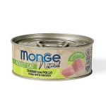 MONGE NATURAL kúsky tuniaka s kuracím mäsom 80g konzerva pre mačky