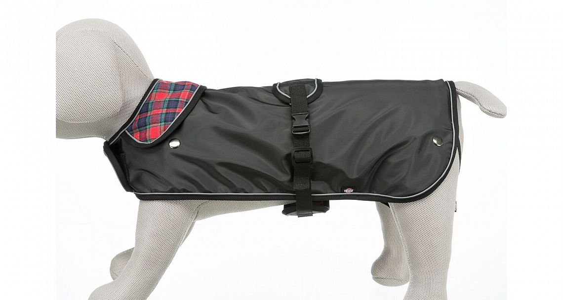 52ae81523300bd36d61da5eecaa5c27c33c19afa Hermy coat, S: 38 cm, black/red – Obrázok 1