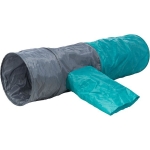 Playing tunnel with 4 entrances, plush, ø 30 × 115 cm, dark grey/petrol
