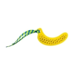 HHD Dentálna hračka pre šteniaka - banán prírodná guma s látkovým strapcom 12 cm
