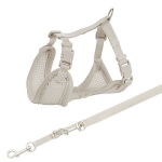 Junior puppy soft harness with leash, S–M: 26–34 cm/10 mm, 2.00 m, light grey