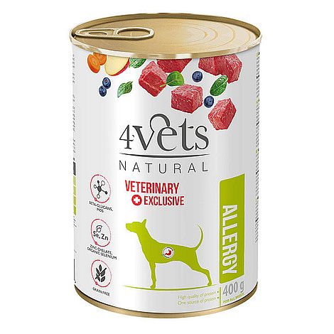 7913a437c5f36052a20e4db270a8437e843c279d 4Vets Dog Allergy monoproteínová konzerva pre psy s jahňacím mäsom 400 g – Obrázok 1