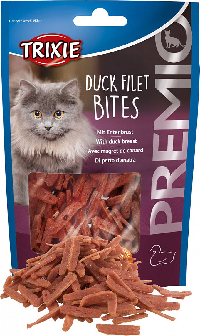7b845060d275657de4f2c7df612e2801abb6eb41 PREMIO Duck Filet Bites, 50 g – Obrázok 1