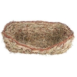 Bed, dwarf rabbits, grass, 33 × 12 × 26 cm