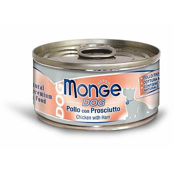 881ee7744fdf86ccdf650b1feb0590e00334dbae MONGE DOG kuracie mäso so šunkou 95g pre psy – Obrázok 1