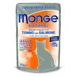 MONGE NATURAL tuniak v želé s lososom 80g kapsička pre mačky