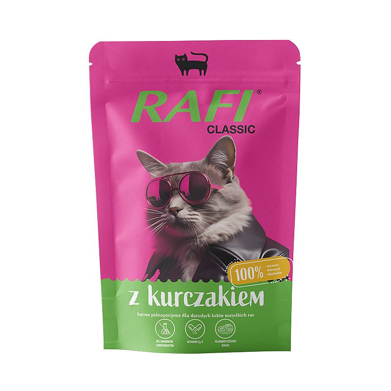 9477ead3bab81acd0e9d76273fc078754f7efcad RAFI Cat Classic kapsička pre mačky s kuracím mäsom 100 g – Obrázok 1