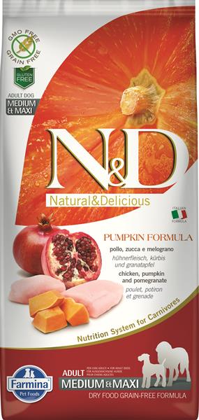 OBC013056-1467889484 Farmina N&D dog PUMPKIN (GF) adult medium & maxi, chicken & pomegranate 12 kg – Obrázok 1