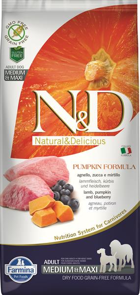 OBC013070-1467889491 Farmina N&D dog PUMPKIN (GF) adult medium & maxi, lamb & blueberry 12 kg – Obrázok 1