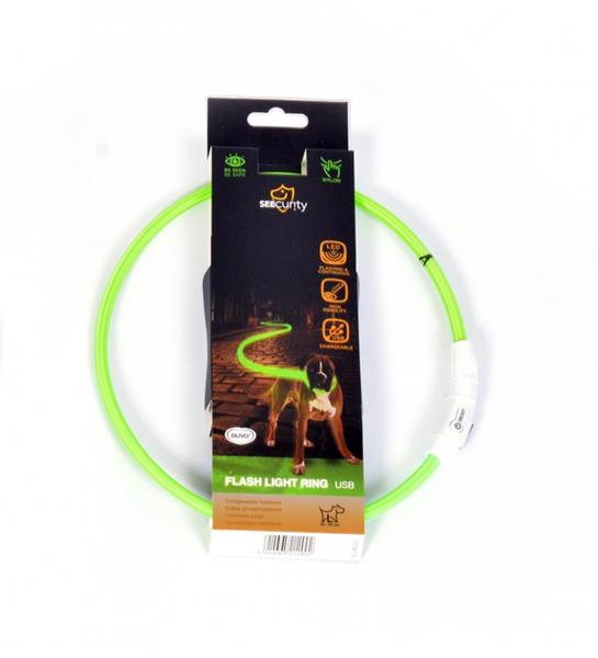OBC013996-1480929574 Obojok DUVO+ LED Svietiaci dog zelený nylonový 65 cm – Obrázok 1