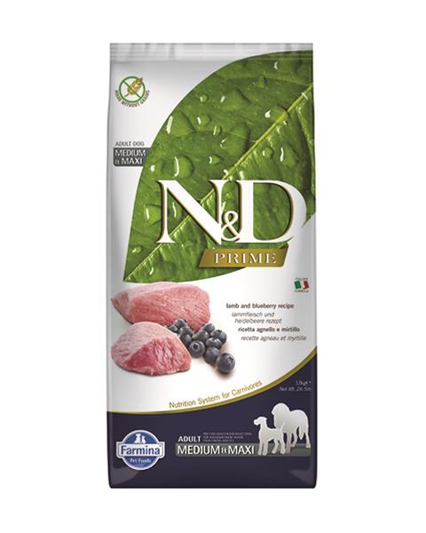 OBC018848-1575879625 Farmina N&D dog PRIME (GF) adult medium & maxi, lamb & blueberry 12 kg – Obrázok 1