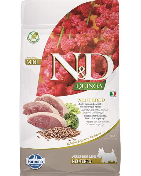 OBC020112-1614956621 Farmina N&D dog QUINOA (GF) adult mini, neutered, duck, broccoli & asparagus 0,8 kg – Obrázok 1
