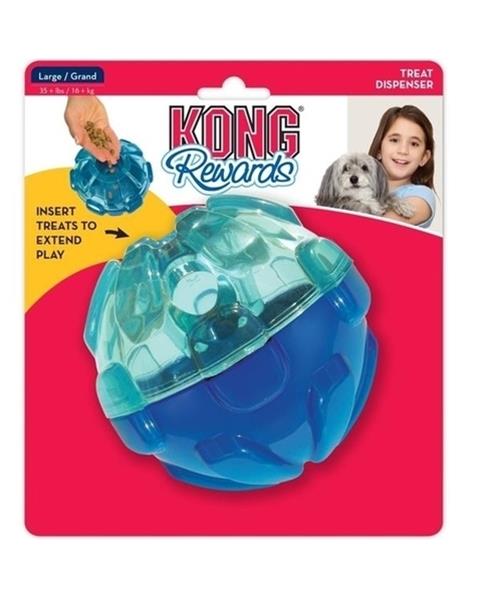 OBC021459-1655204051 Hračka Kong Dog Rewards Lopta plniaca, modrá, guma termoplastická, L - priemer 10,5 cm – Obrázok 1