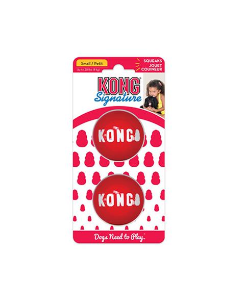 OBC021460-1635229389 Hračka Kong Dog Signature Lopta červená, guma termoplastická, S (2 ks/ bal.) – Obrázok 1