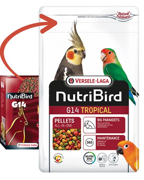 OBC021620-1639132100 VL Orlux NutriBird G14 Tropical- extrudy pre stredne veľké papagáje s tropickým ovocím na denné kŕmenie 1 kg – Obrázok 1