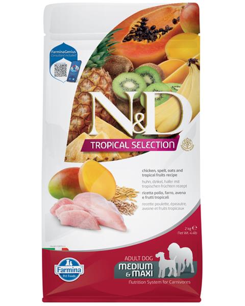 OBC024166-1702991955 Farmina N&D dog TROPICAL SELECTION (AG) adult medium & maxi, chicken 2 kg – Obrázok 1