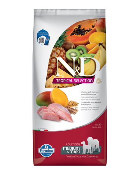 OBC024167-1703060144 Farmina N&D dog TROPICAL SELECTION (AG) adult medium & maxi, chicken 10 kg – Obrázok 1