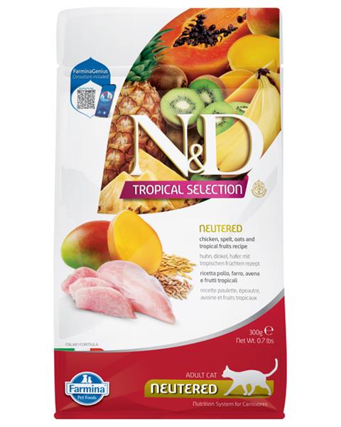 OBC024177-1702991292 Farmina N&D cat TROPICAL SELECTION (AG) adult neutered, chicken 300 g – Obrázok 1