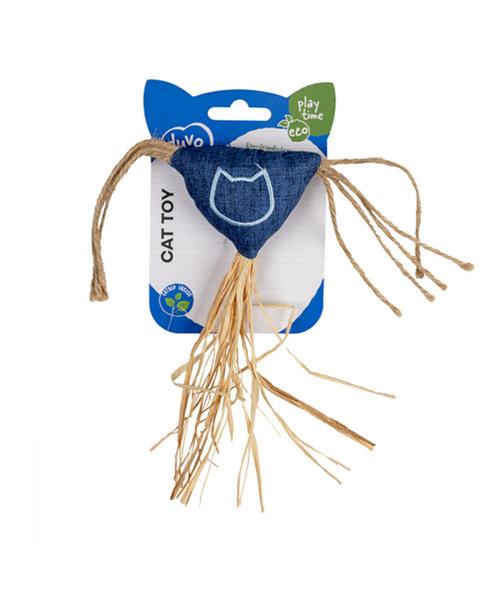 OBC024183-1699861083 Hračka DUVO+ Eco navy trojuholník so šnúrkami a catnipom pre mačku, 3x18x20cm – Obrázok 1