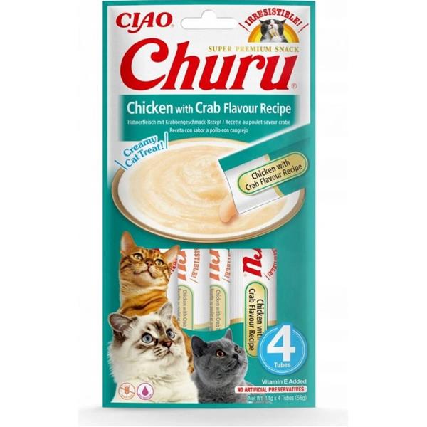 OBC025218-1773054962 Pamlsok Inaba Churu Pyré cat Kura s krabom 4 tuby 56 g – Obrázok 1