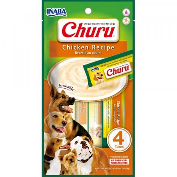 OBC025258-1744699039 Pamlsok Inaba Churu Pyré dog Kura 4 tuby 56 g – Obrázok 1