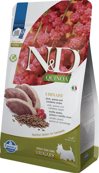 OBC026324-1762177926 Farmina N&D dog QUINOA (GF) adult mini urinary , duck & cranberry 1,5 kg – Obrázok 1