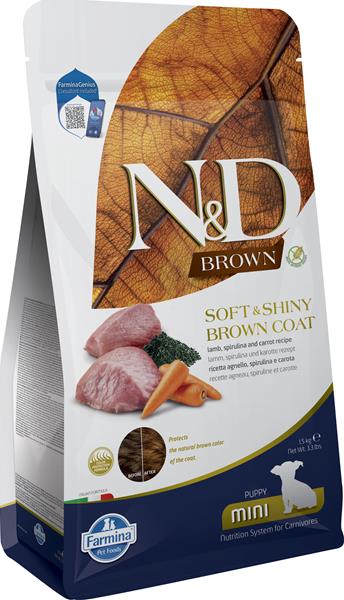 OBC026333-1762177194 Farmina N&D dog BROWN (GF) puppy mini, lamb, spirulina & carrot, 1,5 kg – Obrázok 1