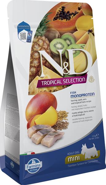 OBC026348-1763386838 Farmina N&D dog TROPICAL SELECTION (AG) adult mini, herring 1,5 kg – Obrázok 1