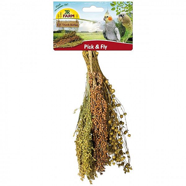 a35c0614a569e98f88c601886e5f6624e5040763 JR FARM Pick/Fly cirok, proso, lan 130g – Obrázok 1