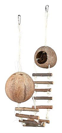 b0578cd8d6d1c3383c98ff7293b25e0351524fe7 2 coconut houses with suspension bridge, mice, ø 13 × 100 cm – Obrázok 1