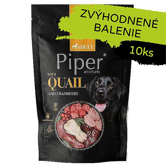 b066d781eb992eec69d84fb43370f44d8192e274 PIPER kapsička pre psov s prepelicou a brusnicami 10×500g – Obrázok 1