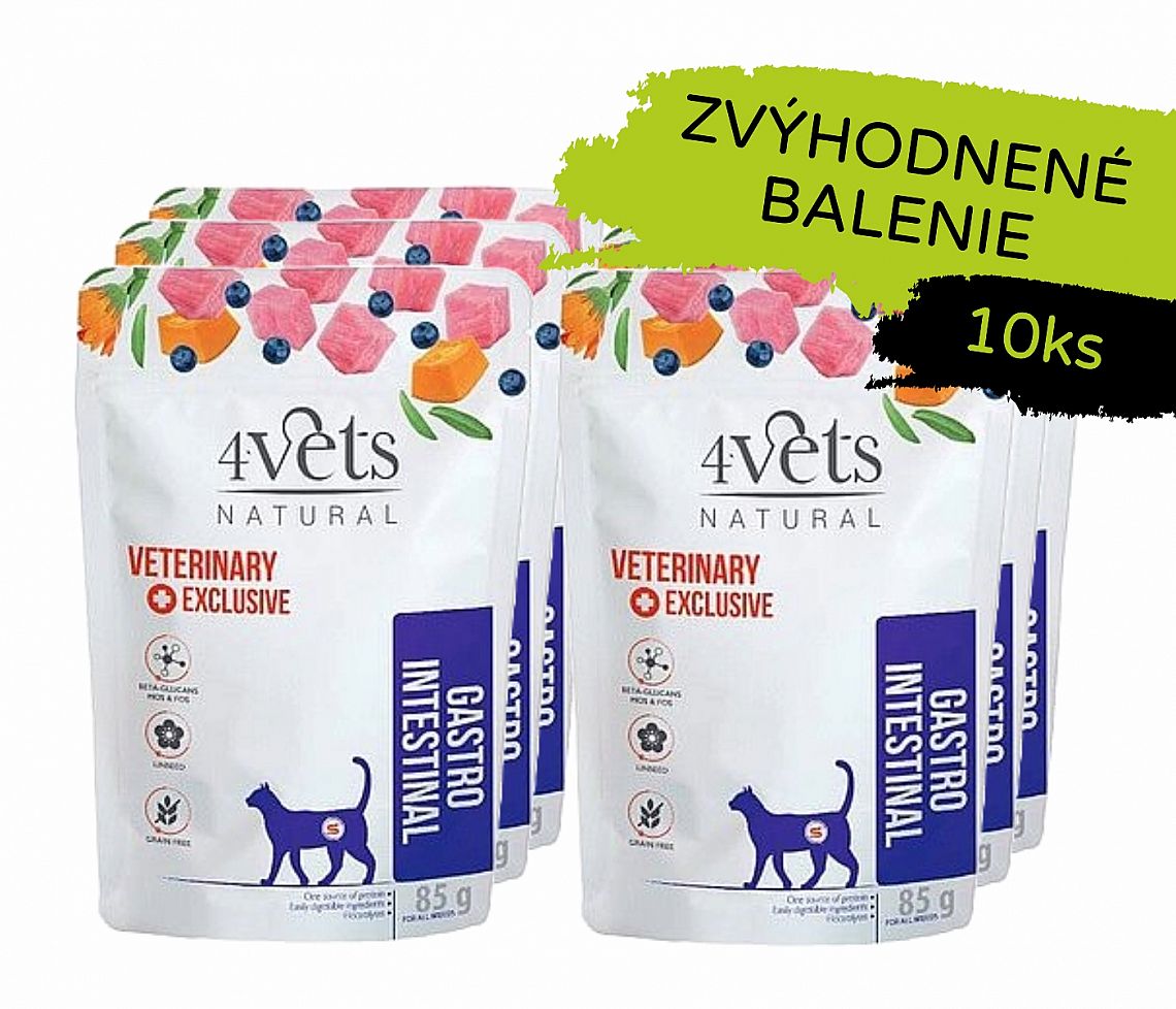 cf699d475590d037e28fa7d507f0197687d5cf18 4Vets cat kapsička 85g - gastro intestinal x 10ks – Obrázok 1