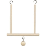 Swinging trapeze with boll, wood, 12 × 13 cm