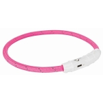 Flash light band USB, TPU/nylon, XS–S: 35 cm/ø 7 mm, pink