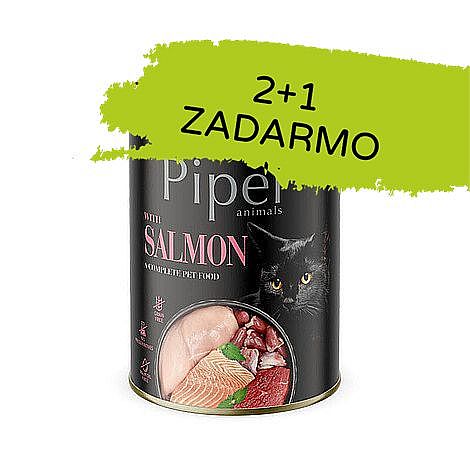 e0457ed300745667a1c59a4a0ea610e3025774b7 PIPER CAT Adult konzerva pre mačky s lososom 3×400g (2+1 zdarma) – Obrázok 1