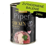 PIPER konzerva pre psov s kuracími srdiečkami a špenátom 24×400g