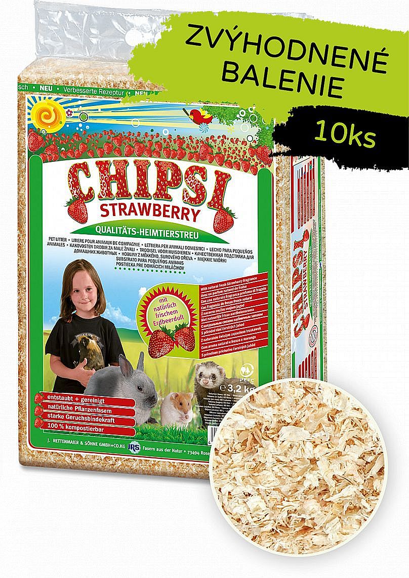 e9e43285327f6b00633c50317506872c09efd452 Chipsi - strawberry 60L 3.2kg x 10ks – Obrázok 1