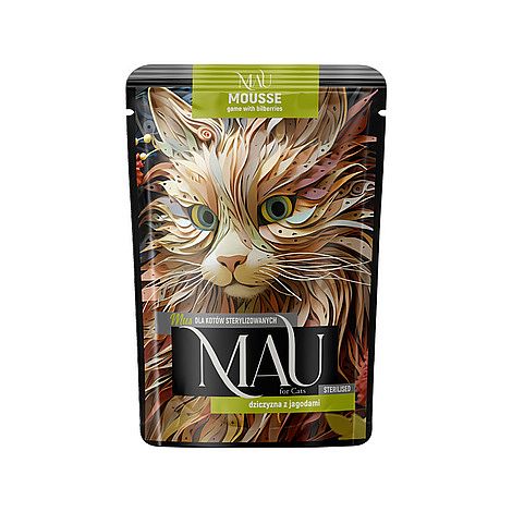 ff7068c50188126dd0cdf3de493d53604089a7b9 MAU kapsička Mousse Sterilised Game with Bilberries 85 g – Obrázok 1